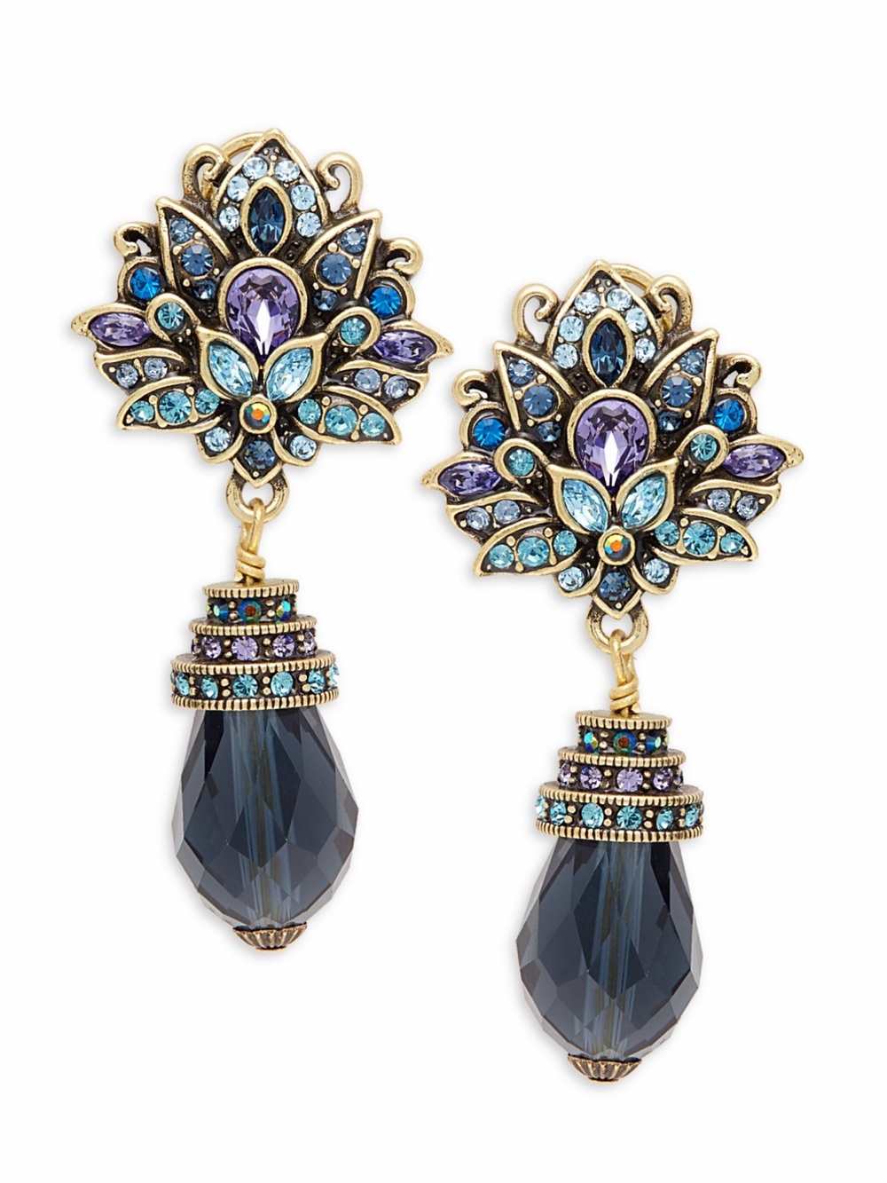 Heidi Daus Blue Crystal Multi-Strand Bracelet with matching earrings